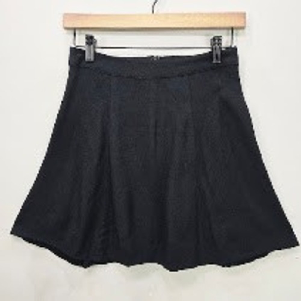 Reformation Black Mini Skirt 0 Swing Skater Goth Dark Academia Preppy Indie